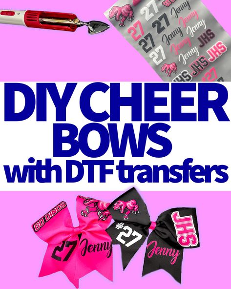 Easy to follow tutorial on how to create your own custom DIY Cheer Bows from start to finish and how to apply DTF transfers for the ultimate customization! Cheer Bow Holder Diy Backpack, Diy Cheer Bows, How To Makw, Diy Bow Holder, Cheer Bow Holder, Cheer Bows Diy, Cheer School, Custom Cheer Bows, Cheer Hair Bows