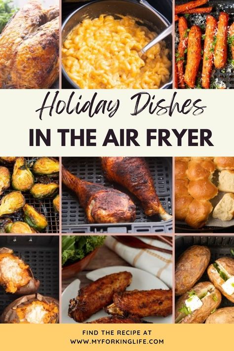 Simplify your Thanksgiving feast with these easy Air Fryer Thanksgiving recipes. From turkey to sides and even dessert, you can prepare a delicious and stress-free holiday meal using your air fryer. Air Fryer Thanksgiving, Thanksgiving Entree, Roasted Turkey Legs, Perfect Roast Turkey, Bacon Wrapped Chicken Bites, Thanksgiving Snacks, The Best Air Fryer, Fall Fun Food, Easy To Make Appetizers