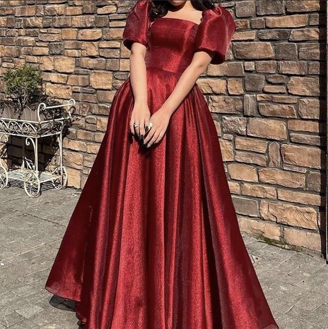 Grade 7 Farewell Dresses Long, Frock For Teens, Pre Convo, Farewell Dress, Red Gown Dress, Red Hijab, Red Frock, Farewell Dresses, Burgundy Gown