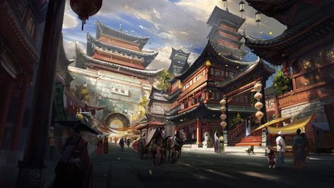 people, Chinese style, Fantasy art, Asian architecture, Town, Horse, Digital art, Artwork hd wallpaper Durarara!!, Pagoda Temple, Festival Paint, Tattoos Pinterest, Pinterest Wallpaper, Chinese Wallpaper, Free Backgrounds, Architecture Background, Asian Architecture