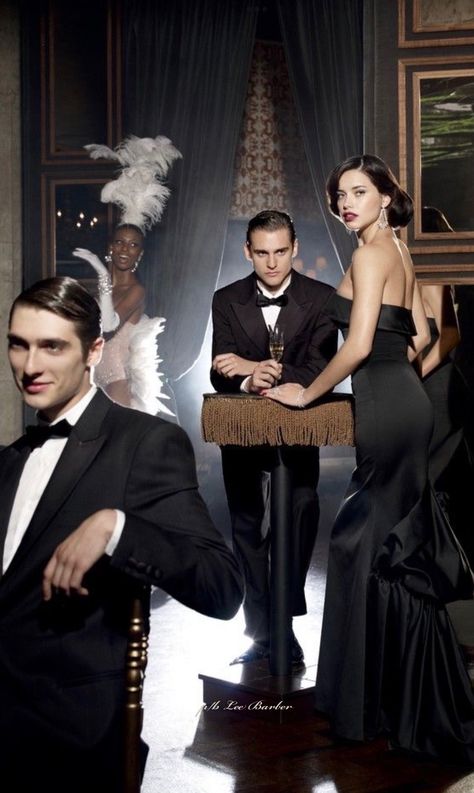 Pose Mannequin, Mafia Party, Vogue Brazil, Classy Couple, Gatsby Party, The Great Gatsby, Two Men, Tuxedos, Adriana Lima