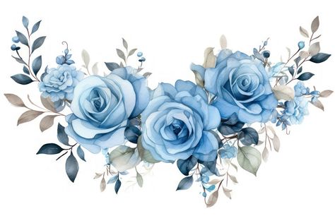 Blue Roses Illustration, Blue Roses Png, Blue Flower Border, Blue Rose Flower, Scrapbook Ephemera, Floral Cards Design, Rose Illustration, Watercolor Blue, Border Pattern