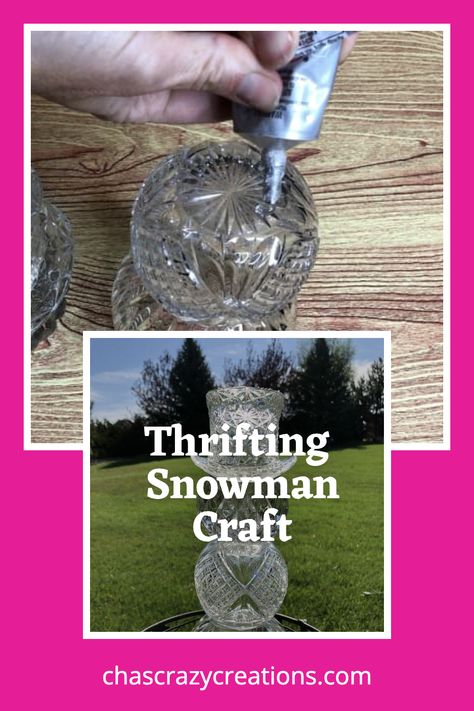 Thrifting Snowman Craft Glass Light Shades Repurposed, Punch Cups Repurposed, Glass Bowl Snowman Diy, Snowman Crafts Diy Dollar Stores, Glass Insulators Repurposed, Upcycling Glassware, Glass Bowl Snowman, Glass Candle Holders Decorating Ideas, Glass Globes Crafts