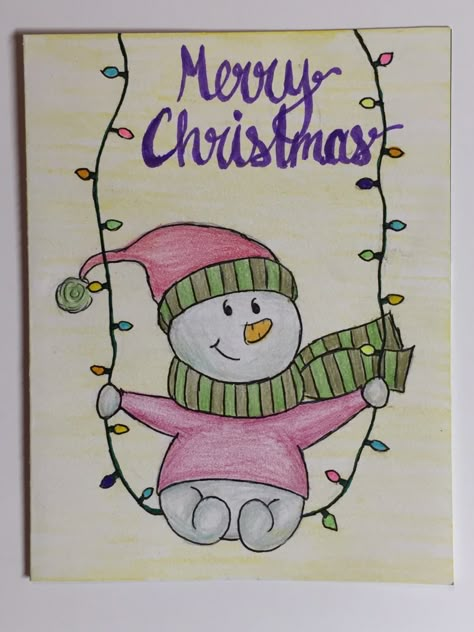 Christmas Card Ideas Snowman, Painted Christmas Cards, Sketch Journal, Christmas Doodles, Christmas Rock, Christmas Card Art, Friends Wallpaper, Drawings Of Friends, Christmas Drawing