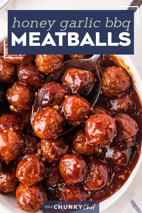 Meatballs Bbq Sauce, Garlic Crockpot, Crockpot Meatball, Meatballs Crockpot, Honey Garlic Meatballs, Garlic Meatballs, Crockpot Meatballs, Meatball Recipes Crockpot, The Chunky Chef