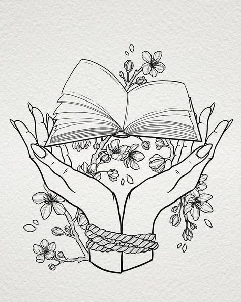 Witchy Drawings Art, Tattoos Practice, Reader Tattoo, Book Inspired Tattoos, Infinity Tattoo With Feather, Books Tattoo, Bookish Tattoos, Tattoos For Lovers, Book Tattoo