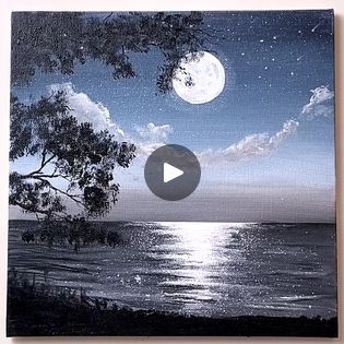 Moonlight with Seascape Acrylic Painting | artist, art, work of art, art of painting | Moonlight with Seascape Acrylic Painting #art #artist #artwork #acrylic #painting #eldrawingarts #acrylicpainting #seascapepainting | By El Drawing Arts | Facebook Moonlight Painting Acrylics, Moonlight Painting Easy, Moonlit Beach Paint, Moonlight On Water Painting, Calm Moonlight Acrylic Painting, Amazing Art Painting, Seascape Paintings, Artist Painting, Artwork Painting