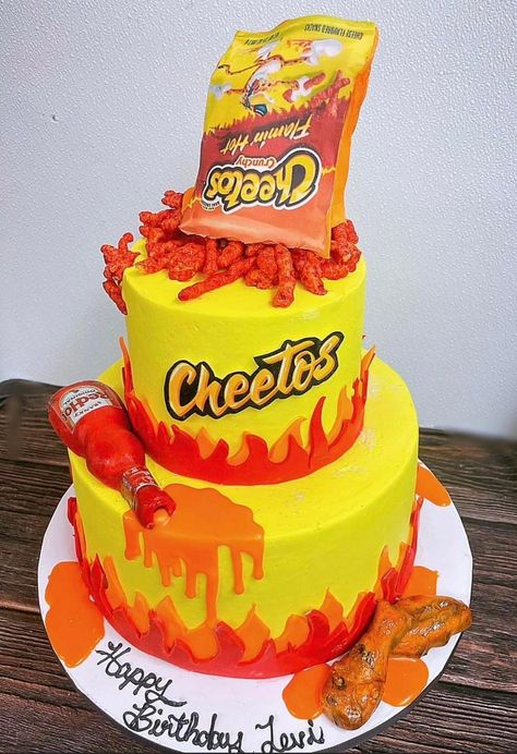 Hot Cheetos Birthday Theme, Hot Cheetos Cake, Flaming Hot, Hot Cheetos, Cheese Flavor, Food Cakes, 10th Birthday, 8th Birthday, Bday Party