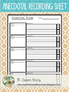 ANECDOTAL NOTES TEMPLATEUse this template to record observations and student progress in your classroom.Two versions included: single student and reading group. Includes space to write your observations and notes when working one-on-one with a student or in a small group. Student Observation Notes, Small Group Notes Template, Anecdotal Records Template, Anecdotal Records Preschool, Small Group Documentation Forms, Classroom Observation Checklist, Anecdotal Notes Template, Prek Assessment, Guided Reading Template