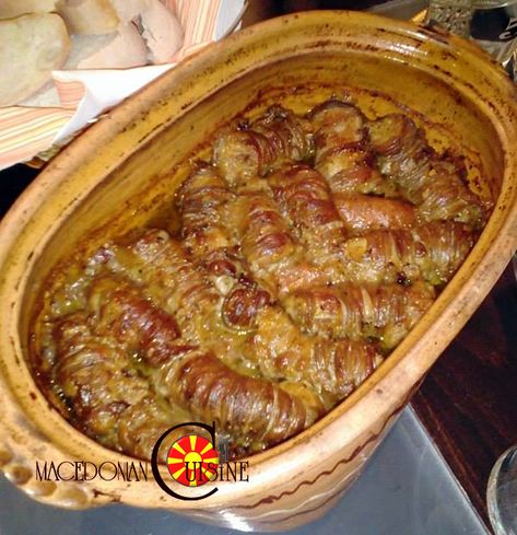 TRADITIONAL KUKUREC IN SAUCE ~ Macedonian Cuisine Cheese Burek Recipe, Burek Recipe, Macedonian Food, Vegetarian Main Course, Baklava Recipe, Around The World Food, Croatian Recipes, Savory Appetizer, Recipe Steps