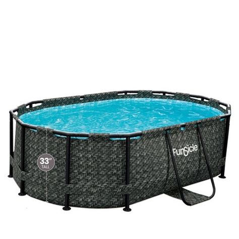 Funsicle Oasis 9 Foot by 10 Inch Oval Above Ground Pool with SkimmerPlus Filter Pump, Type I Filter Cartridge, and SureStep Ladder, Dark Herringbone Oval Swimming Pool, Oval Above Ground Pools, Oval Pool, Safe Pool, Space Experience, Family Pool, Above Ground Swimming Pools, Swimming Pool Spa, Beach Gear