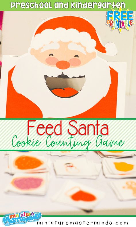 Feed Santa Cookies Free Printable Counting Activity For Preschool and Kindergarten ⋆ Miniature Masterminds Santa Activity, Christmas Activities For Toddlers, Christmas Learning, Preschool Christmas Activities, Activity For Preschool, Christmas Units, Christmas Lesson, December Activities, Counting Activity