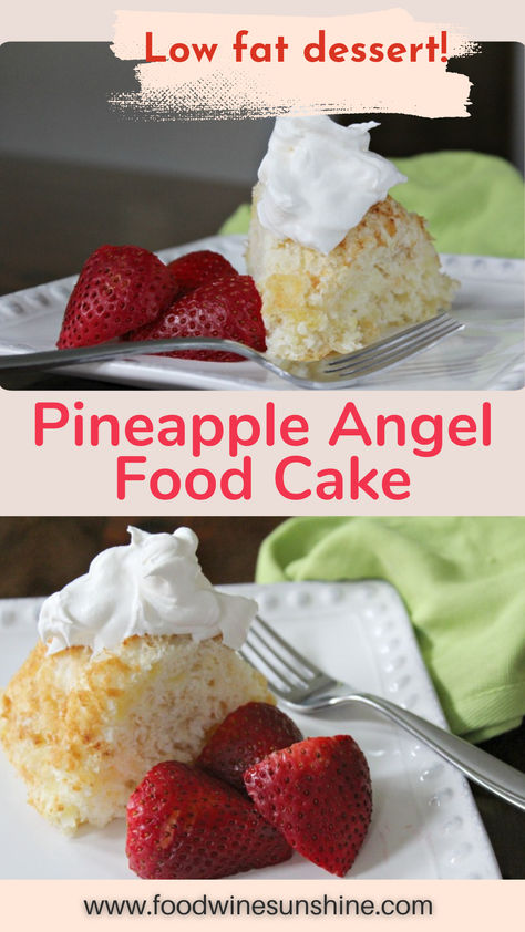 If you have these 2 ingredients and about 35 minutes, you can have yourself an amazingly delicious, and low fat dessert! This Pineapple Angel Food Cake is one of our favorite dessert recipes. 2 Ingredient Angel Food Pineapple Cake, Angel Food Cake Pineapple, Angel Food Cake Recipes 2 Ingredients, Angel Food Cake Topping Ideas, Angel Food Cake And Pineapple, Sugar Free Angel Food Cake Recipe, Pineapple Angel Food Cake Recipe, Angel Food Cake Recipes, Pineapple Angel Food Cake