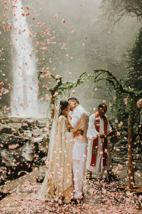 6 amazing Bali elopements and tips on planning your own Bali Waterfall Wedding, Mauna Lani Hawaii Wedding, Wedding In Bali Indonesia, Desi Destination Wedding, Indian Wedding Location, Bali Elopement Weddings, Bali Indian Wedding, Bali Destination Wedding, Elopement Location Ideas