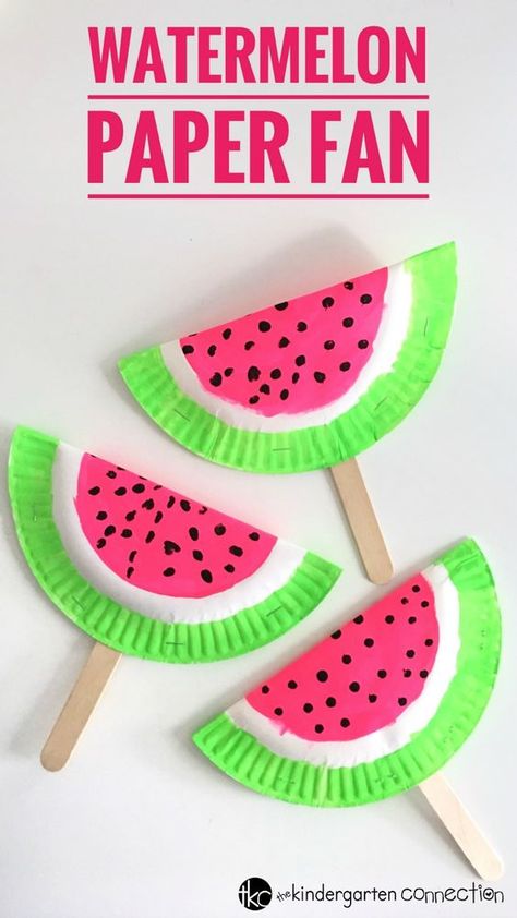 Summer Time Arts And Crafts For Kids, 1st Day Of Summer Crafts For Kids, Paper Plate Preschool Crafts, Pre K Arts And Crafts Ideas, Tk Kindergarten Arts And Crafts, Fun Crafts For Summer, Summer Fun Art Projects For Kids, Easy Summer Camp Crafts For Kids, Watermelon Preschool Craft