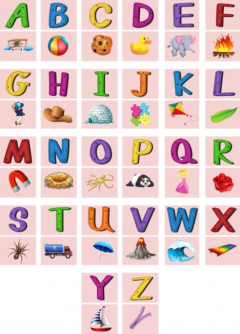 English alphabets a to z with pictures Free Vector A To Z With Pictures, A To Z Wallpaper, A To Z Pictures, A To Z Alphabets With Pictures, Ato Z Alphabet Worksheet, Alphabet Wallpaper Letters For Kids, A To Z Fonts Alphabet Letters, Alphabet Pictures Letter Art, A Z Alphabet