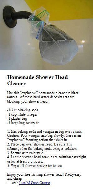 Shower Head Cleaner, House Cleaners, Homemade Cleaning Products, Natural Cleaners, Household Cleaning Tips, Diy Cleaners, Cleaning Recipes, Cleaners Homemade, Cleaning Ideas