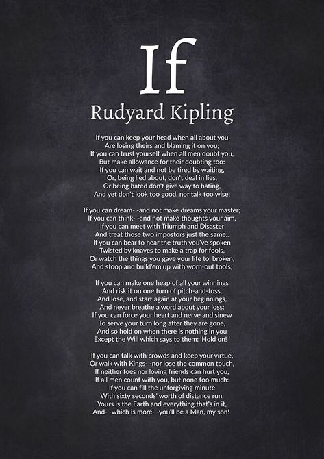 If Rudyard Kipling If Poem by Rudyard Kipling If Rudyard - Etsy Australia If Rudyard Kipling Wallpaper, Rudyard Kipling Quotes, If Poem, Best Advice Ever, Packaging Prints, Rudyard Kipling, Pooh Quotes, Poems Beautiful, If Rudyard Kipling