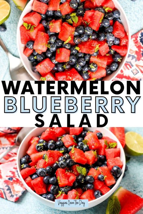 This refreshing summer fruit salad livened up with lime, mint, and pure maple syrup is a delight to both the eyes and the taste buds. Watermelon Mint Salad, Summer Fruit Salad, Vegetarian Party Food, Blueberry Salad, Summer Salads With Fruit, Plant Based Recipes Easy, Healthy Low Calorie Meals, Fresh Salad Recipes, Mint Salad