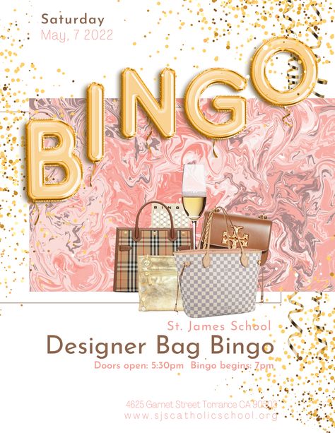 Purse Bingo Fundraiser Ideas, Purse Bingo, 21 And Over, Events Planning, Fundraiser Ideas, Raffle Tickets, Catholic School, Bingo Games, St James