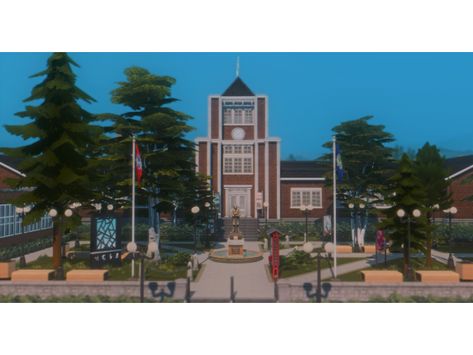 COPPERDALE HIGH SCHOOL - The Sims 4 Download - SimsFinds.com Copperdale High School Sims 4, Sims 4 Copperdale High School, Sims 4 Copperdale, Blackwell Academy, Chemistry Classroom, Principals Office, Sims Builds, Medical Cabinet, Sport Hall