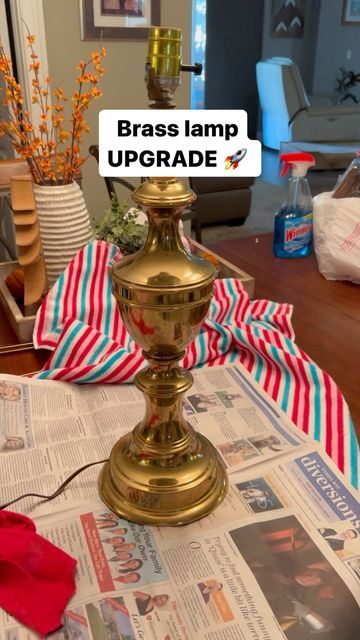 Amy Willoughby on Instagram: "New lamps are 💸 so let’s get creative 🪄💫 . I come across brass lamps at thrift stores all the time but the shiny brass can look dated. So, I tried this method on a pair of lamps I bought for my own bedroom 6 months ago and the finish is holding up perfectly 💪 DM me if you want a link to the gold wax I used 👍 . . . #diydecor #homedecor #homedecorating #falldecor #furnituredesign #decorhacks" Brass Lamp Styling, Brass Lamp Decoration Ideas, Update Brass Lamps, Diy Brass Lamp Makeover, Brass Lamp Shade, Refinish Brass Lamp, Thrifted Lamp Makeover, Brass Lamp Redo, Brass Lamp Decor