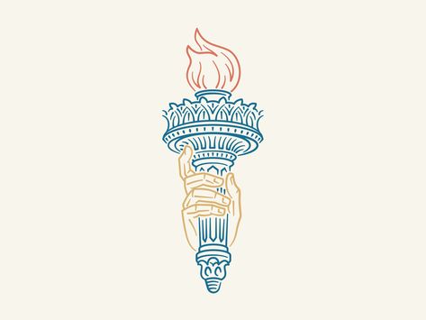 Torch Drawing, Statue Of Liberty Torch, Liberty Torch, Line Drawing Images, Liberty Logo, Mondo Posters, Rogue Wave, Islamic Art Calligraphy, Drawing Images