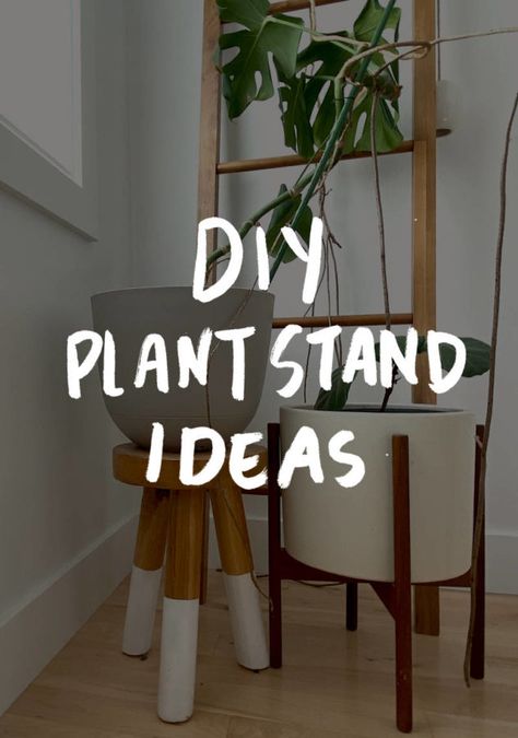 Easy Diy Plant Stand, Indoor Corner Plant Stand, Diy Planter Stand, Planter Stand Indoor, Plant Holder Diy, Diy Plant Stands, Tall Plant Stand Indoor, Plant Rooms, Mid Century Modern Plant Stand