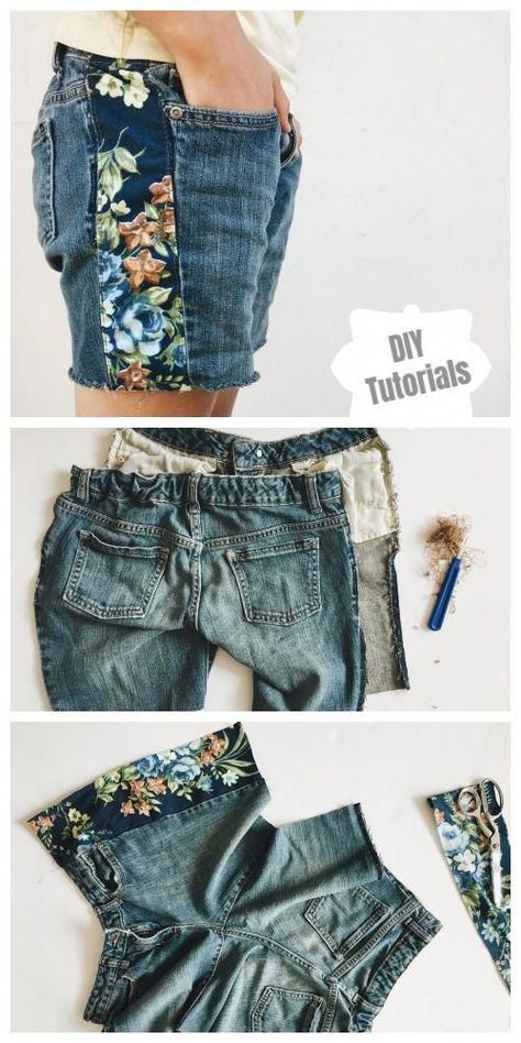 Jean Shorts Tutorial, Tas Denim, Shorts Diy, Diy Jeans, Shorts Tutorial, Cut Off Jean Shorts, Diy Shorts, Diy Vetement, Old Jeans