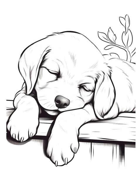 Sleeping dog is an easy coloring page for kids of all ages. It's also part of the A Pawsome Time coloring book. As a printable, digital download that is formatted PDF, you can have it within minutes without having to wait for shipping! Dog Drawing Color, Cute Drawings Printable, Dog Pictures Drawing, Cute Dog Drawing Sketches, Dog Drawing Sketches, Dog For Coloring, Dog Colouring Pages, How To Draw A Dog, Pug Coloring Page