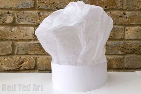 Paper Chef's Hat DIY Instructions - Red Ted Art - Make crafting with kids easy & fun Pancake Day Crafts, Rob Biddulph, Mermaid Lantern, Paper Chef Hats, Lantern Jar, Chef Outfit, Homemade Squishies, Fun Pancakes, Chef Hats For Kids