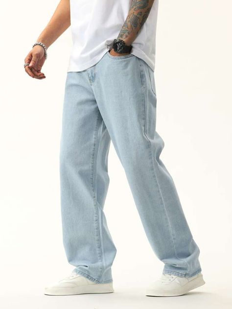 Blue Jeans Outfit Men, Denim Pants Outfit, Straight Jeans Outfit, Casual Oufits, Jeans Outfit Men, Blue Jean Outfits, Pants Outfit Men, Straight Leg Jeans Men, Jeans Outfit Casual