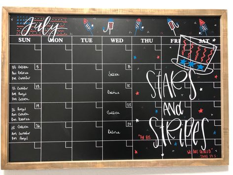 July Calendar Ideas Chalk, July White Board Ideas, July Dry Erase Calendar Ideas, July Chalkboard Art Calendar, July Calendar 2024 Aesthetic Whiteboard, June Chalkboard Calendar Ideas, July Whiteboard Calendar, July Chalkboard Calendar, May Chalkboard Calendar