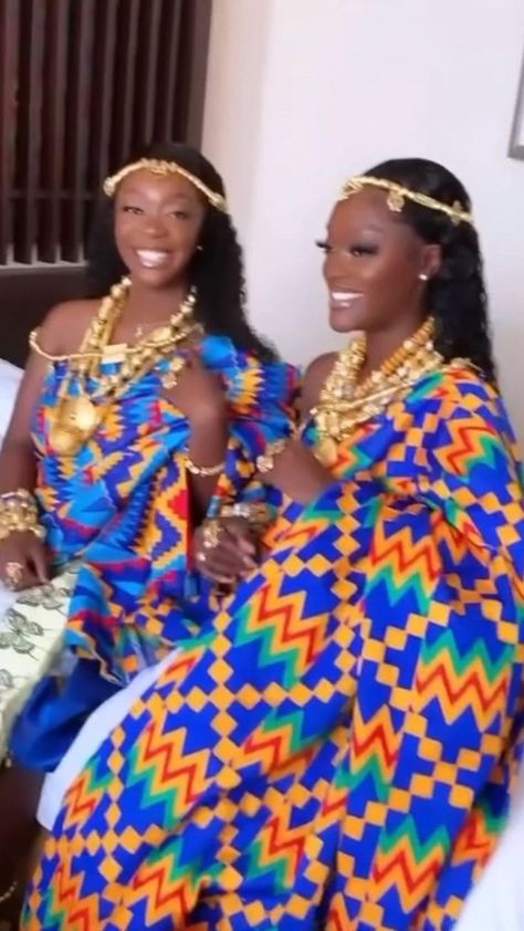 Ghana Traditional Wedding, Ghana Dresses, African Bridesmaids, Ghanaian Wedding, Ghana Wedding, African Wedding Attire, Kente Dress, Traditional African Clothing, African Traditional Wedding