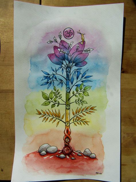 Spiritual Watercolor Paintings, Chakra Art Wallpaper, Chakra Art Painting, Chakra Painting Ideas, Chakra Drawings, 7 Chakras Art, Chakras Drawing, Chakras Painting, Chakra Watercolor