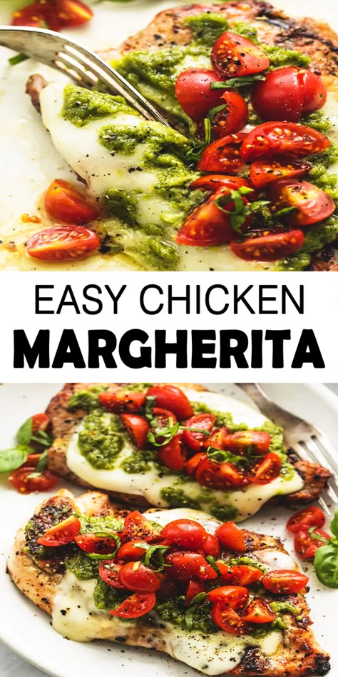 Easy Grilled Chicken Margherita - Countsofthenetherworld.com Grilled Chicken Margherita, Dinner Tonight Easy, Margherita Recipe, Chicken Margherita, Resep Pasta, Easy Grilled Chicken, Healthy Grilling, Grilled Chicken Recipes, Chicken Meals