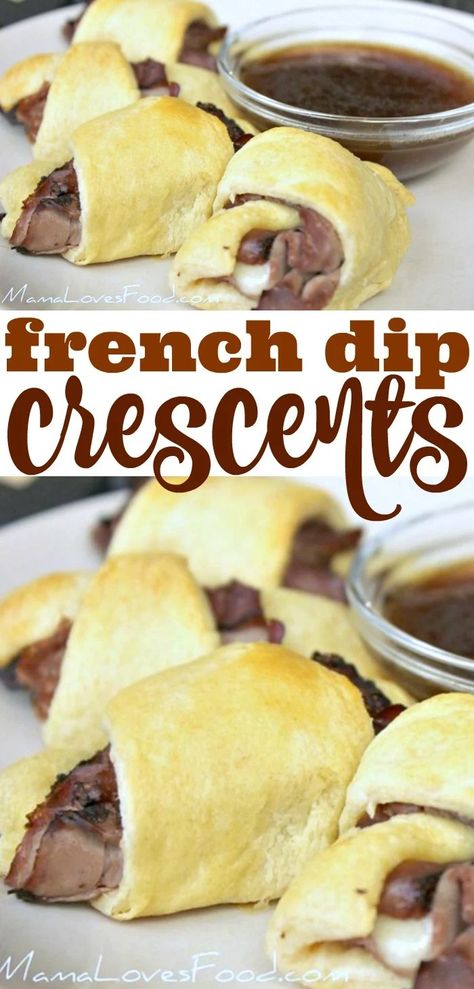 Best French Dip Crescents French Dip Bites, Crescent Roll French Dip, Crescent Roll Roll Ups, Best Supper Ideas, French Dip Crescent Rolls, Best Finger Foods For Parties Make Ahead, Dinner With Crescent Rolls, What To Make With Crescent Rolls, Dinner Ideas With Crescent Rolls