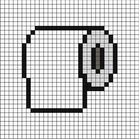 A pixel art template of a white toilet paper roll in the horizontal position. Pixel Art Monochrome, Pixel Art Items, Minecraft Items Pixel Art, Pixel Art Grid Easy, Cute Pixel Art Grid, Black And White Pixel Art, Pixel Art Minecraft, Modele Pixel Art, Graph Paper Drawings