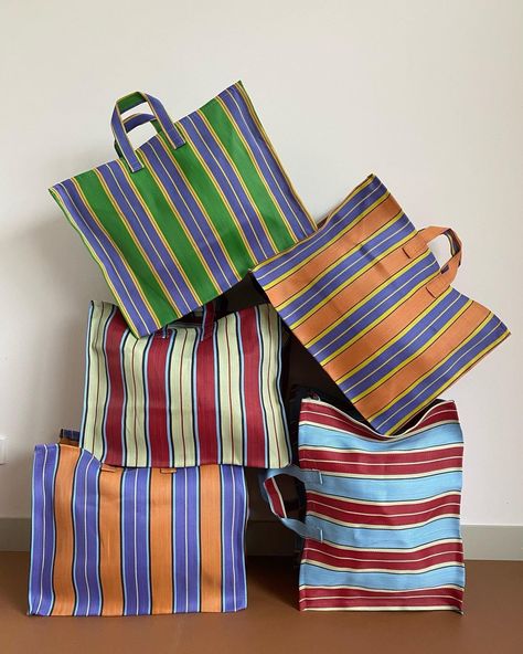 Striped Tote Bag, Striped Bag, Textile Bag, School Holiday, Colour Combos, Recycle Bag, Striped Bags, Colorful Bags, Bag Ideas