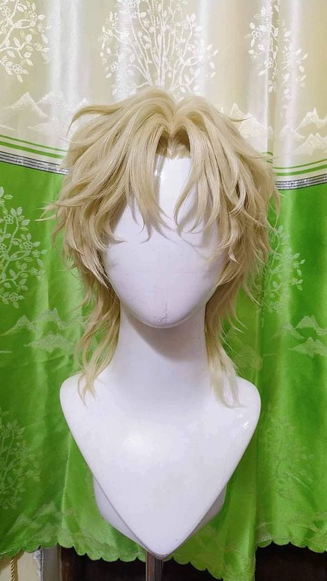 Anime Hair Cosplay, Ahoge Hair Idea, Fancy Male Hairstyles, Angelic Hairstyles Aesthetic, Short Cosplay Wigs, Male Hair Designs, Male Wig Hairstyles, Male Hair Wig, Male Fantasy Hairstyles