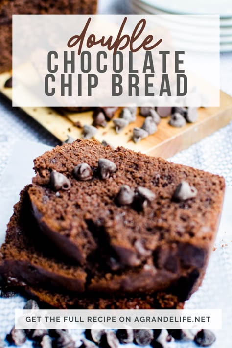 Double Chocolate Chip Bread, Chocolate Chip Quick Bread Recipes, Chocolate Chocolate Chip Bread, Chocolate Chip Bread Machine Recipes, Chocolate Quick Bread Recipes, Chocolate Chip Quick Bread, Double Chocolate Chip Cake, Basic Quick Bread Recipe, Artesian Bread