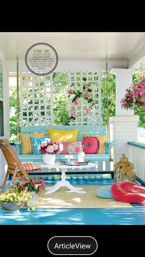 Porch Design Ideas, Deco Marine, Porch Life, Colorful Cottage, Summer Porch, Deco Originale, Design Hack, Front Porch Decorating, Porch Design