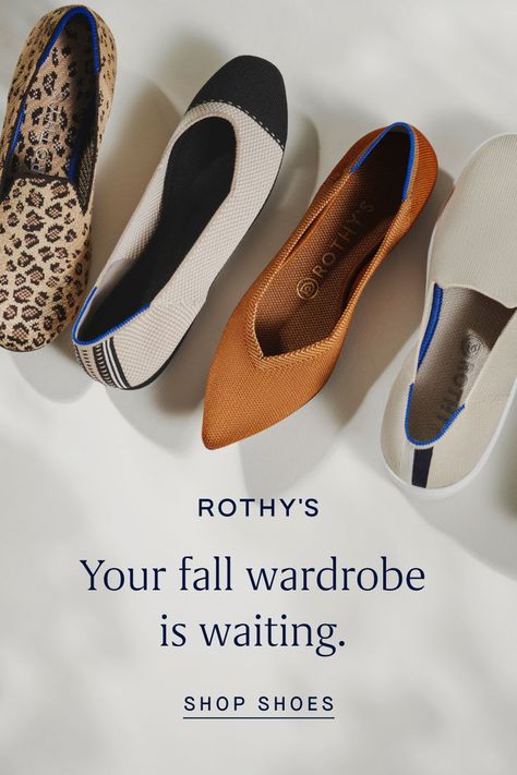 Rothy's your fall wardrobe is waiting. shop shoes Outfits With Rothys Shoes, Women White Sneakers, Outfits Women Casual, Farmers Casserole, All Black Vans, Seasonal Outfits, Shoe Advertising, Season Outfits, Board Wallpaper