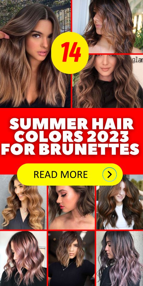 Get ready to embrace the summer season with the most fabulous hair trends of 2023. From playful highlights to eye-catching balayage, we have the latest ideas to inspire your summer hair transformation. Whether you want to add dimension, depth, or a touch of fun to your brunette locks, our curated collection of summer hair colors for brunettes has something for everyone. Dark Summer Hair, Balayage Styles, Summer Brunette, Spring Hair Color Trends, Money Pieces, Summer Hair Trends, Curly Styles, Brunette Balayage, Color For Brunettes