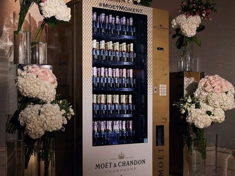 Champagne vending machines making their way into luxury hotel lobbies - Business Insider Champagne Vending Machine, Hotel Furniture Design, Vending Machine Business, Moet Chandon Champagne, Luxury Hotels Lobby, Plumbing Pipe Furniture, Hotel Safe, Home Lighting Design, Hotel Amenities