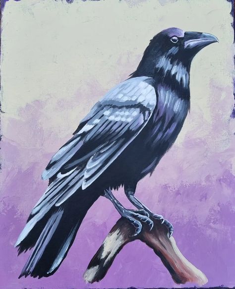 Sans titre by Sophie Ackermann, Painting, Acrylic | Art Limited Crow Painting Acrylic, Raven Painting, Bird Painting Acrylic, Crow Painting, Raven Art, Bird Painting, Crows, Acrylic Art, Cute Cartoon Wallpapers