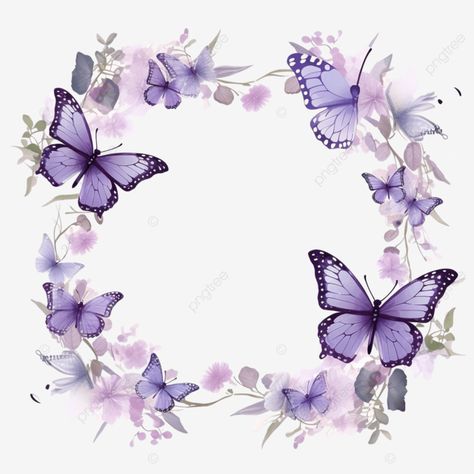 delicate lilac butterflies square wreath Flower Pattern Background, Lilac Butterfly, Square Wreath, Wreath Flower, Transparent Image, Pattern Background, Background Png, Business Flyer, Png Transparent