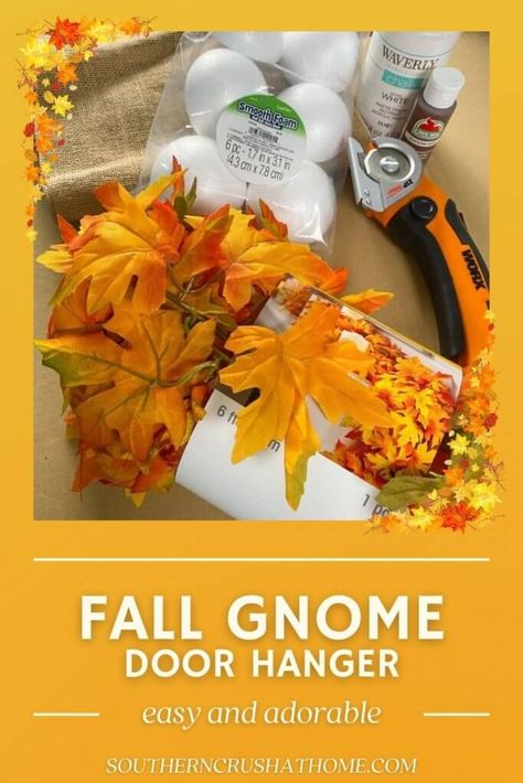 fall leaves and gnome door hanger supplies Fall Leaf Gnome Door Hanger, Fall Gnome Door Hanger Diy, Diy Gnome Door Hanger, Gnome Door Hanger Diy, Fall Gnome Door Hanger, Fall Gnome Wreath, Gnome Door Hanger, Diy Fall Ideas, Bricolage Halloween