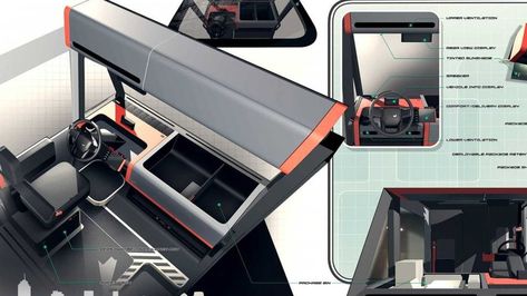 Interior Drawing, Car Interior Design Sketch, Electric Van, Mirror Camera, Concept Sketches, Driver Job, Interior Design Sketches, Car Interior Design, Van Interior