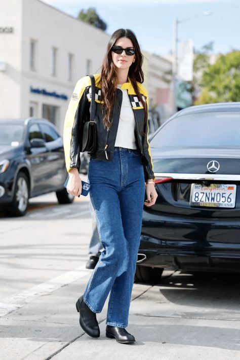 The off-duty outfits worn by models are the same classics. With a simple T-shirt, blue jeans, and a leather jacket, models go for the usual. Models like Kate Moss and Cindy Crawford had been donning this look for years. However, Miss Jenner adds an upgrade to the outfit with a foolproof formula. Kendall Jenner donned […] Verity Jacket, Black Manicure, Off Duty Outfits, Kendall Style, Cool Girl Style, Bella Hadid Outfits, Flattering Jeans, Straight Cut Jeans, 90s Fashion Outfits